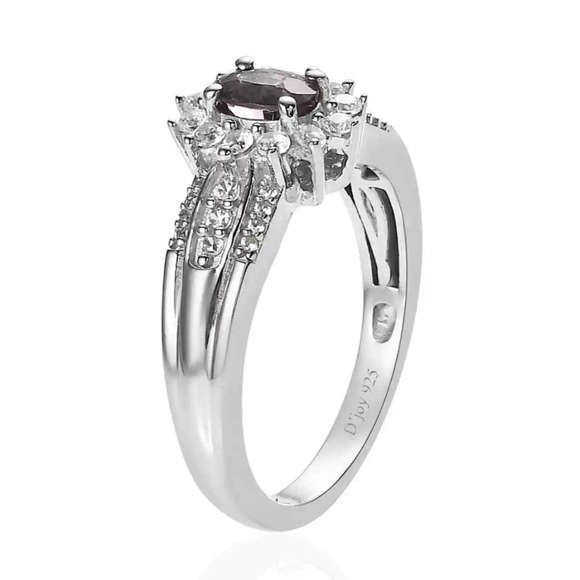 Tanzanian Spinel & White Zircon Ring Platinum/925 Sz 7 NEW! - Picture 4 of 6